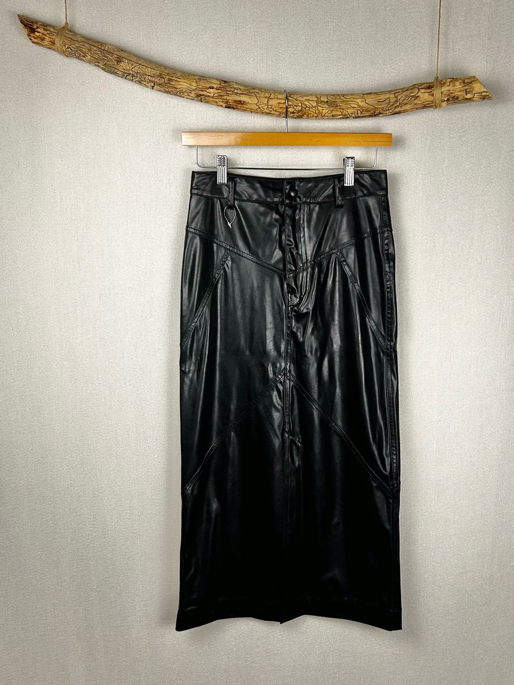 Isabel Marant Étoile Black Coated Midi Pencil Skirt | High Waist - Picture 2 of 7